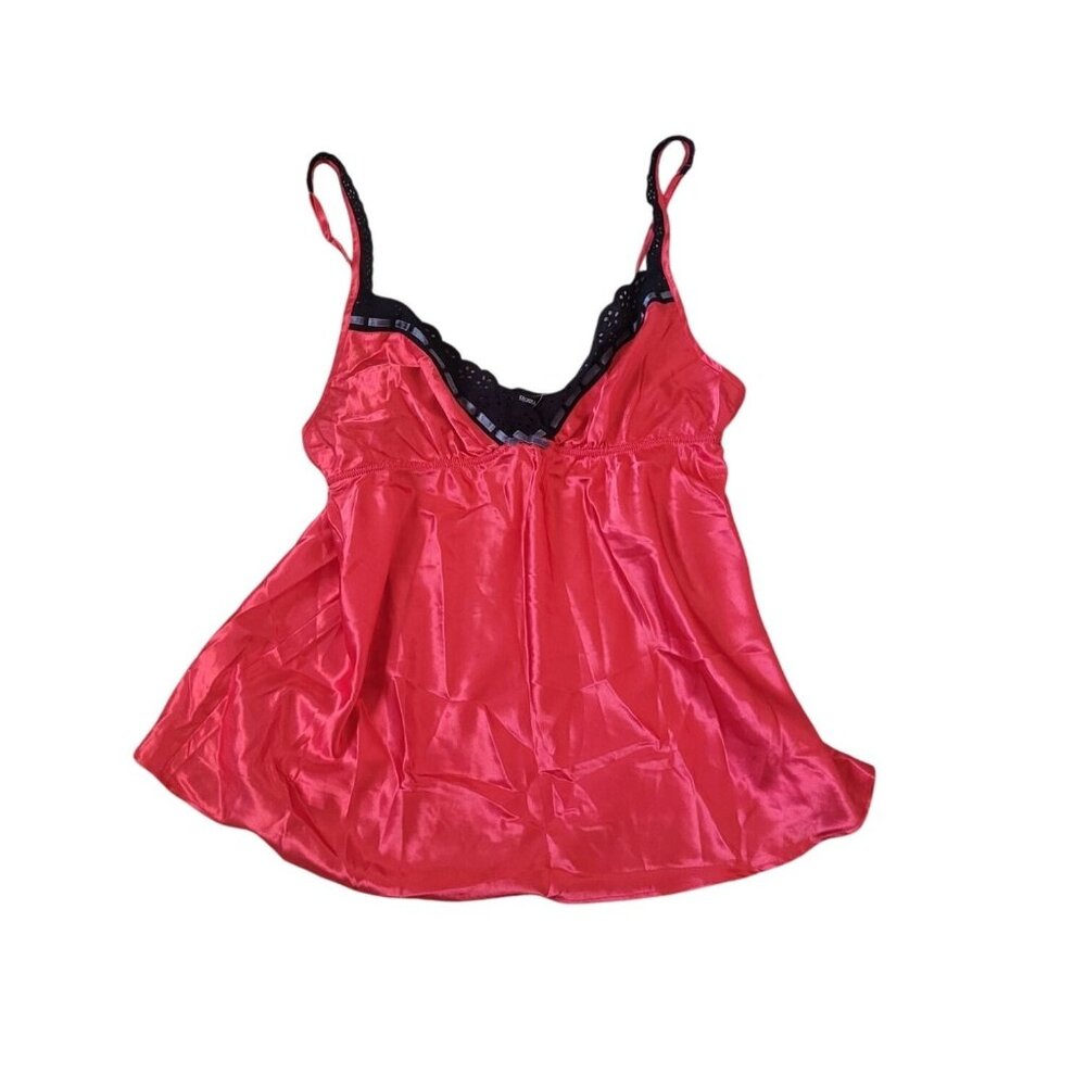 Alexander Del Rossa Women's Satin Laced Size XL Babydoll Top V Neck Lingerie